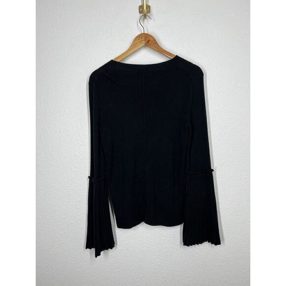 Banana Republic Ribbed Knit Sweater Top Medium M Pleated Bell Sleeves - Picture 5 of 6